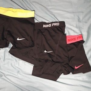 3 Nike Pro Spandex Shorts